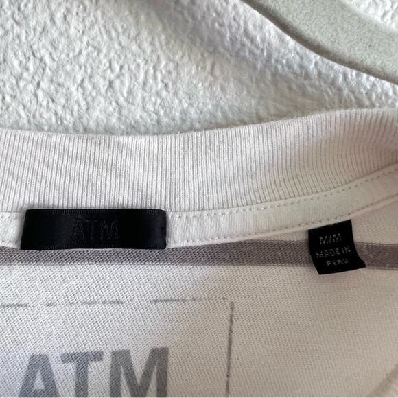 ATM Anthony Thomas Melillo Plaited Jersey Stripe Sweatshirt - Chalk Smoke White - Picture 8 of 16